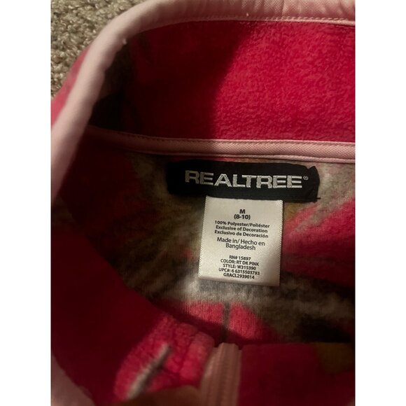 Realtree Pullover Quarter Zip Womens Small Fleece Pink Green Pockets Thumbholes - Picture 4 of 7